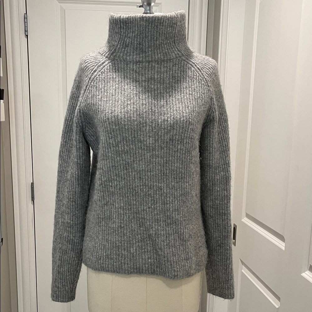 Hugo Boss Ribbed Gray Cowl Neck Sweater